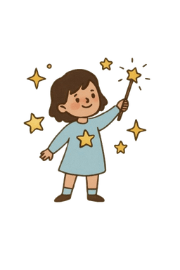 Child with magic wand and stars